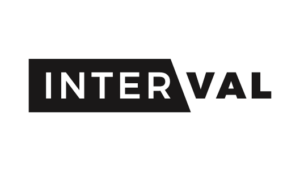 The image displays the word "interval" in capital letters, centered on a black background.